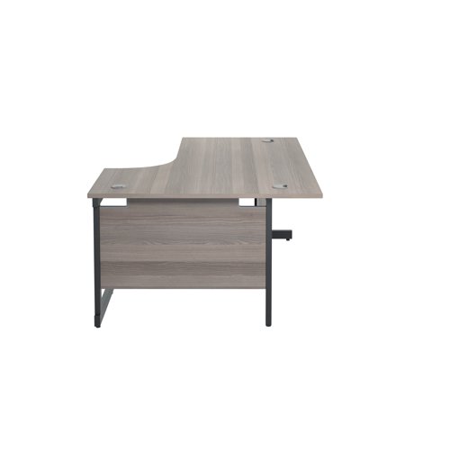 Jemini Radial Right Hand Single Upright Cantilever Desk 1600x1200x730mm Grey Oak/Black KF819714