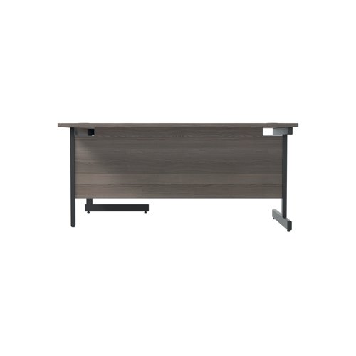 Jemini Radial Right Hand Single Upright Cantilever Desk 1600x1200x730mm Grey Oak/Black KF819714