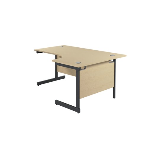 Jemini Radial Right Hand Single Upright Cantilever Desk 1600x1200x730mm Maple/Black KF819721