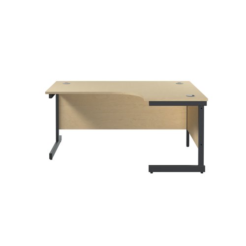 Jemini Radial Right Hand Single Upright Cantilever Desk 1600x1200x730mm Maple/Black KF819721