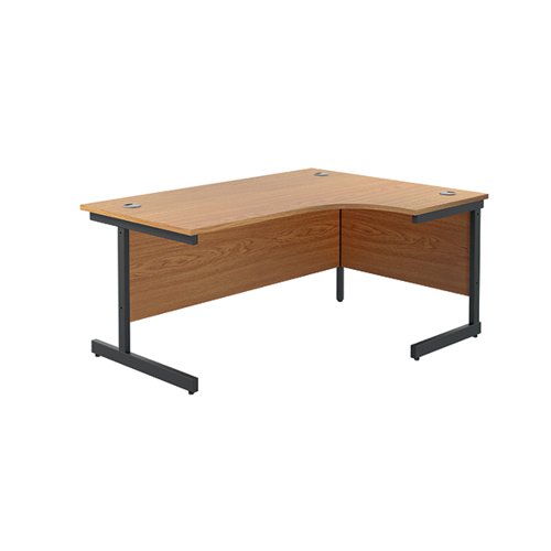 Jemini Radial Right Hand Single Upright Cantilever Desk 1600x1200x730mm Nova Oak/Black KF819738