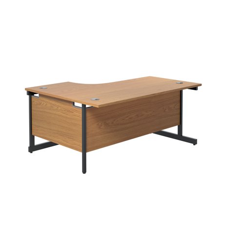 Jemini Radial Right Hand Single Upright Cantilever Desk 1600x1200x730mm Nova Oak/Black KF819738 - KF819738