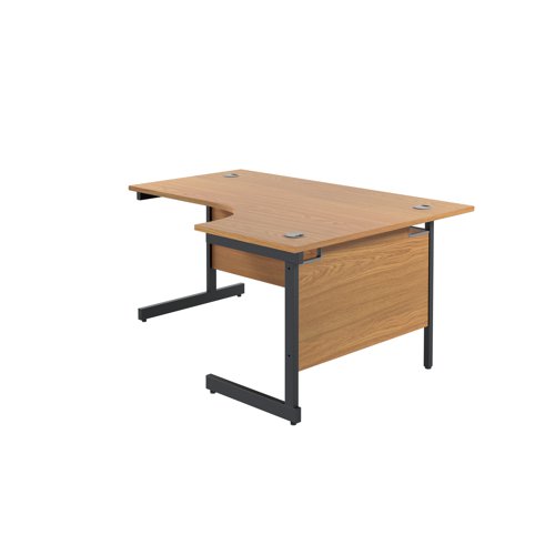 Jemini Radial Right Hand Single Upright Cantilever Desk 1600x1200x730mm Nova Oak/Black KF819738