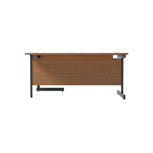 Jemini Radial Right Hand Single Upright Cantilever Desk 1600x1200x730mm Nova Oak/Black KF819738 - KF819738