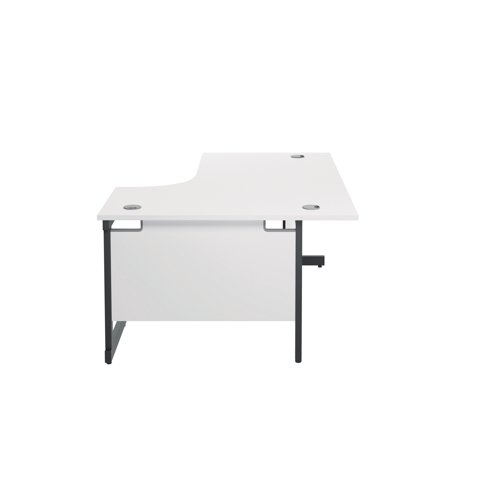 Jemini Radial Right Hand Single Upright Cantilever Desk 1600x1200x730mm White/Black KF819745