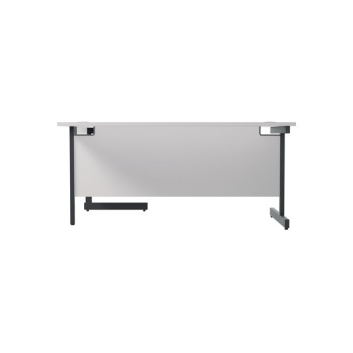 Jemini Radial Right Hand Single Upright Cantilever Desk 1600x1200x730mm White/Black KF819745