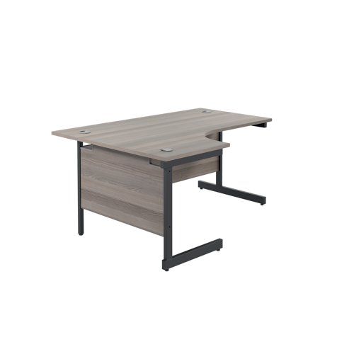 Jemini Radial Left Hand Single Upright Cantilever Desk 1800x1200x730mm Grey Oak/Black KF819783