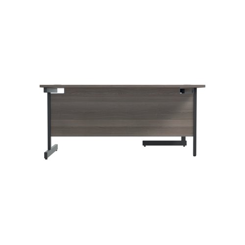 Jemini Radial Left Hand Single Upright Cantilever Desk 1800x1200x730mm Grey Oak/Black KF819783
