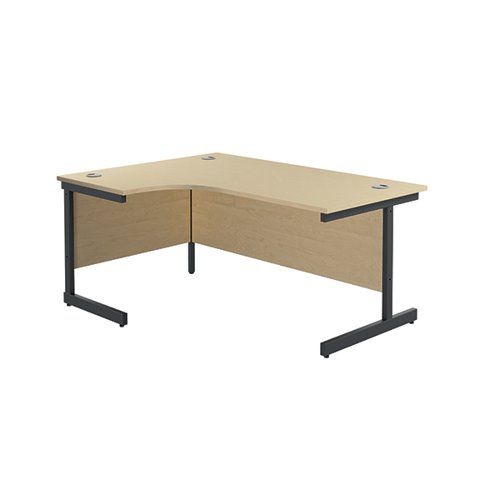 Jemini Radial Left Hand Single Upright Cantilever Desk 1800x1200x730mm Maple/Black KF819790