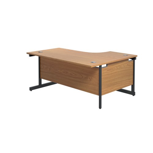 Jemini Radial Left Hand Single Upright Cantilever Desk 1800x1200x730mm Nova Oak/Black KF819806
