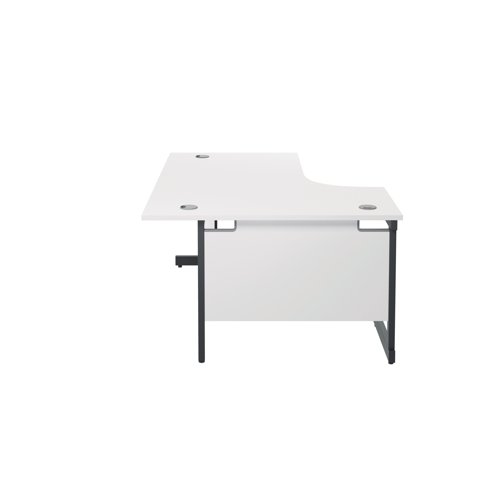 Jemini Radial Left Hand Single Upright Cantilever Desk 1800x1200x730mm White/Black KF819813