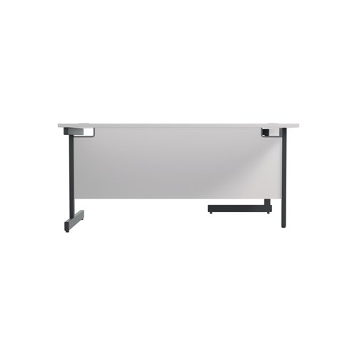 Jemini Radial Left Hand Single Upright Cantilever Desk 1800x1200x730mm White/Black KF819813