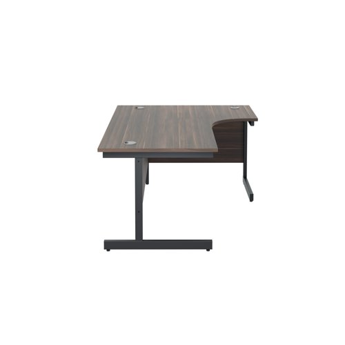 Jemini Radial Right Hand Single Upright Cantilever Desk 1800x1200x730mm Walnut/Black KF819844