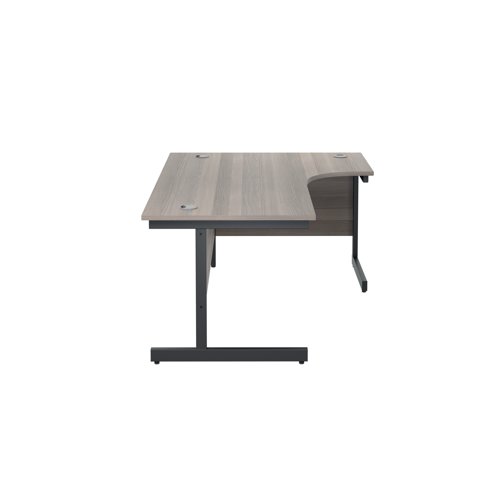 Jemini Radial Right Hand Single Upright Cantilever Desk 1800x1200x730mm Grey Oak/Black KF819851