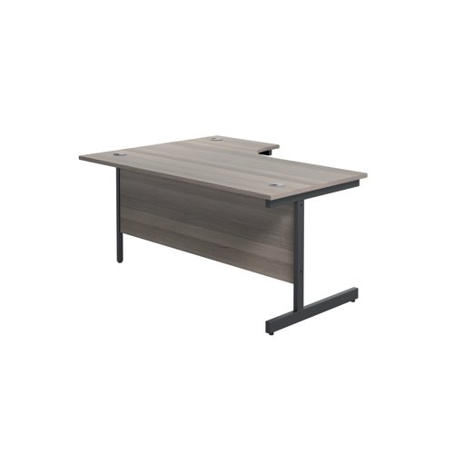 Jemini Radial Right Hand Single Upright Cantilever Desk 1800x1200x730mm Grey Oak/Black KF819851