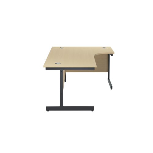 Jemini Radial Right Hand Single Upright Cantilever Desk 1800x1200x730mm Maple/Black KF819868