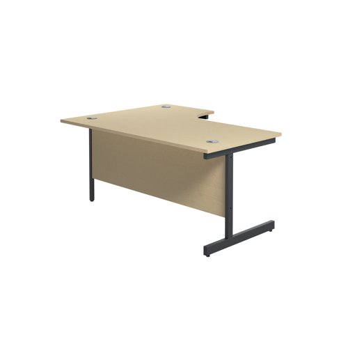 Jemini Radial Right Hand Single Upright Cantilever Desk 1800x1200x730mm Maple/Black KF819868