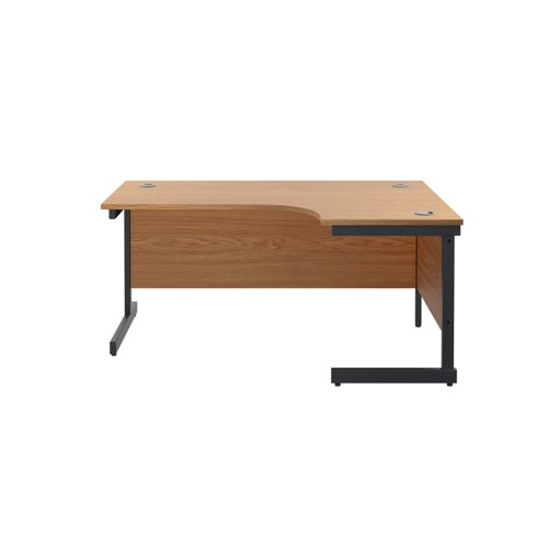 Jemini Radial Right Hand Single Upright Cantilever Desk 1800x1200x730mm Nova Oak/Black KF819875