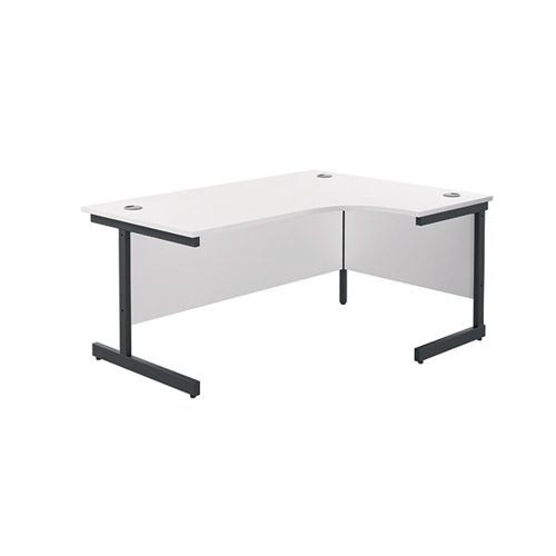 Jemini Radial Right Hand Single Upright Cantilever Desk 1800x1200x730mm White/Black KF819882