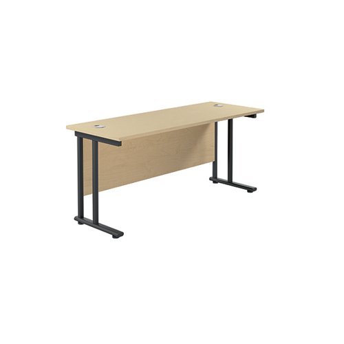 Jemini Rectangular Double Upright Cantilever Desk 1800x600x730mm Maple/Black KF820222
