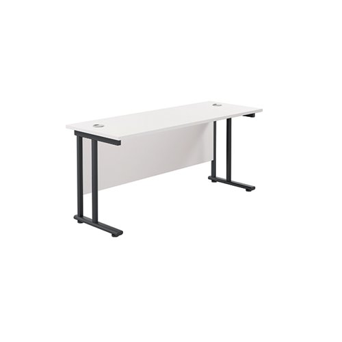 Jemini Rectangular Double Upright Cantilever Desk 1800x600x730mm White/Black KF820246