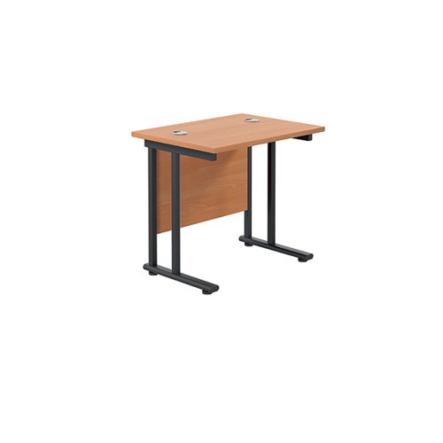 Jemini Rectangular Double Upright Cantilever Desk 800x600x730mm Beech/Black KF820314