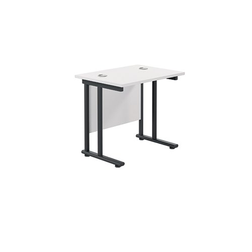 Jemini Rectangular Double Upright Cantilever Desk 800x600x730mm White/Black KF820369