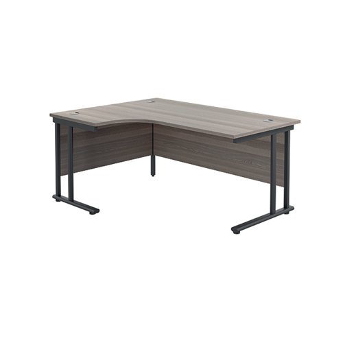 Jemini Radial Left Hand Double Upright Cantilever Desk 1600x1200x730mm Grey Oak/Black KF820390