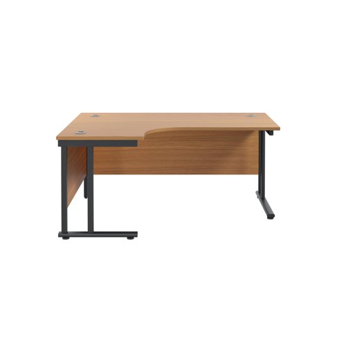Jemini Radial Left Hand Double Upright Cantilever Desk 1600x1200x730mm Nova Oak/Black KF820413