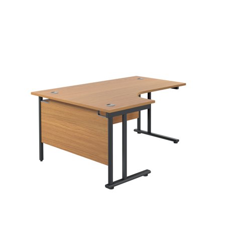 Jemini Radial Left Hand Double Upright Cantilever Desk 1600x1200x730mm Nova Oak/Black KF820413