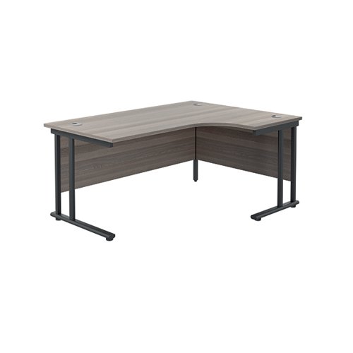 Jemini Radial Right Hand Double Upright Cantilever Desk 1600x1200x730mm Grey Oak/Black KF820451
