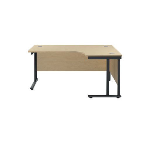 Jemini Radial Right Hand Double Upright Cantilever Desk 1600x1200x730mm Maple/Black KF820468