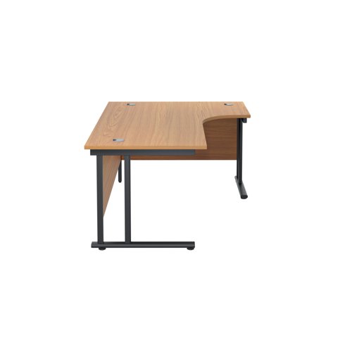 Jemini Radial Right Hand Double Upright Cantilever Desk 1600x1200x730mm Nova Oak/Black KF820475