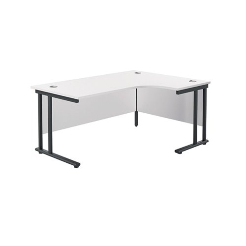 Jemini Radial Right Hand Double Upright Cantilever Desk 1600x1200x730mm White/Black KF820482