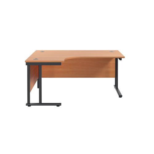 Jemini Radial Left Hand Double Upright Cantilever Desk 1800x1200x730mm Beech/Black KF820499