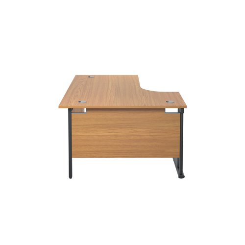 Jemini Radial Left Hand Double Upright Cantilever Desk 1800x1200x730mm Nova Oak/Black KF820536