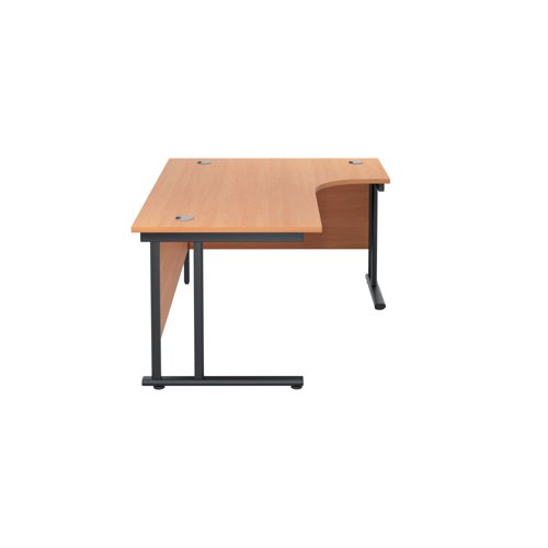 Jemini Radial Right Hand Double Upright Cantilever Desk 1800x1200x730mm Beech/Black KF820550