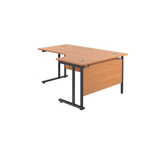 Jemini Radial Right Hand Double Upright Cantilever Desk 1800x1200x730mm Beech/Black KF820550
