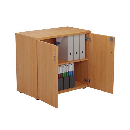 This First Cupboard provides a convenient storage solution for organised office filing. Complete with one shelf, this cupboard is suitable for filing and storing lever arch and box files. The cupboard measures W800 x D450 x H730mm and comes in a beech finish to complement the First furniture range.