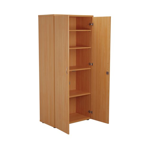 This First Cupboard provides a convenient storage solution for organised office filing. Complete with four shelves, this cupboard is suitable for filing and storing lever arch and box files. The cupboard measures W800 x D450 x H1800mm and comes in a beech finish to complement the First furniture range.