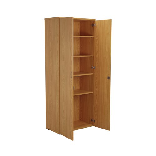 This First Cupboard provides a convenient storage solution for organised office filing. Complete with four shelves, this cupboard is suitable for filing and storing lever arch and box files. The cupboard measures W800 x D450 x H2000mm and comes in a nova oak finish to complement the First furniture range.
