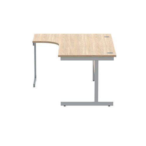 Polaris Left Hand Radial Single Upright Cantilever Desk 1600x1200x730mm Canadian Oak/Silver KF821420