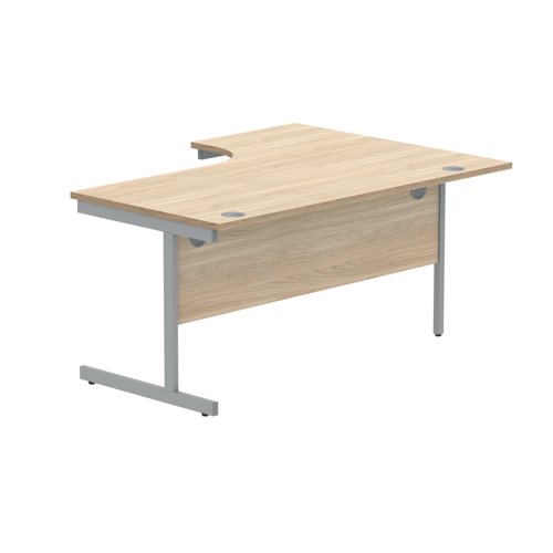 Polaris Left Hand Radial Single Upright Cantilever Desk 1600x1200x730mm Canadian Oak/Silver KF821420 VOW