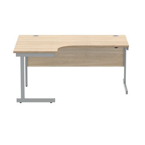 Polaris Left Hand Radial Single Upright Cantilever Desk 1600x1200x730mm Canadian Oak/Silver KF821420