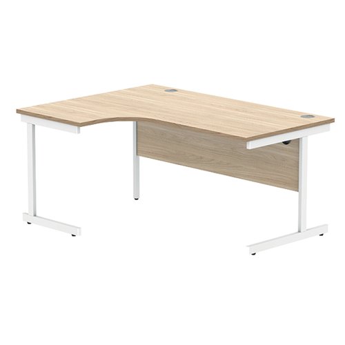 KF821440 Polaris Left Hand Radial Single Upright Cantilever Desk 1600x1200x730mm Canadian Oak/White KF821440