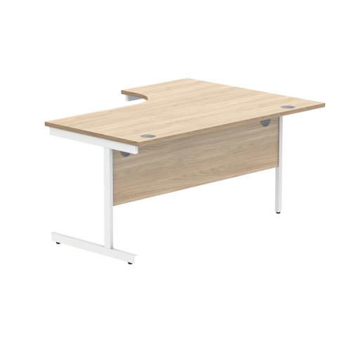 Polaris Left Hand Radial Single Upright Cantilever Desk 1600x1200x730mm Canadian Oak/White KF821440