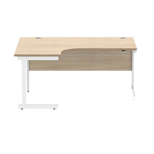 KF821440 Polaris Left Hand Radial Single Upright Cantilever Desk 1600x1200x730mm Canadian Oak/White KF821440