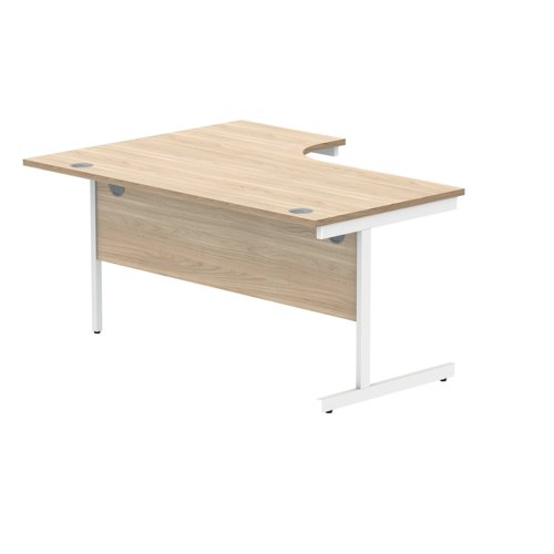KF821450 Polaris Right Hand Radial Single Upright Cantilever Desk 1600x1200x730mm Canadian Oak/White KF821450