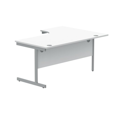 Polaris Left Hand Radial Single Upright Cantilever Desk 1600x1200x730mm Arctic White/Silver KF821460 KF821460