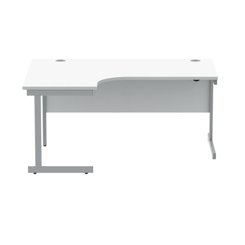 Polaris Left Hand Radial Single Upright Cantilever Desk 1600x1200x730mm Arctic White/Silver KF821460 KF821460
